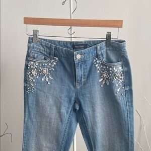 White House Black Market Embellished Blue Skinny Jeans